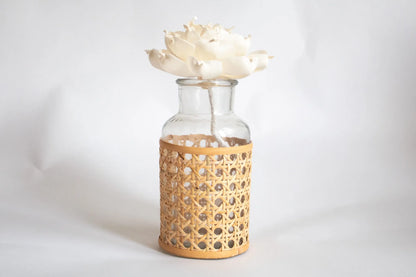 Basketweave Peony Candle